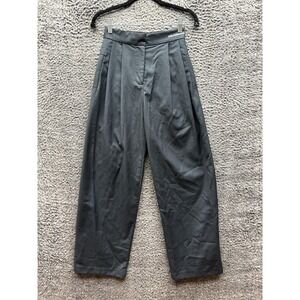 Ann Andelman Loose Fit Pleated Wide Leg Trousers Dark Gray Womens Size S
